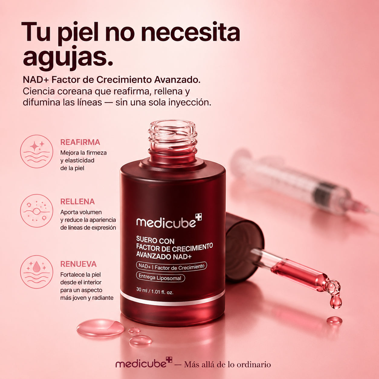 Suero Coreano Reafirmante con NAD+ — Antiarrugas Avanzado