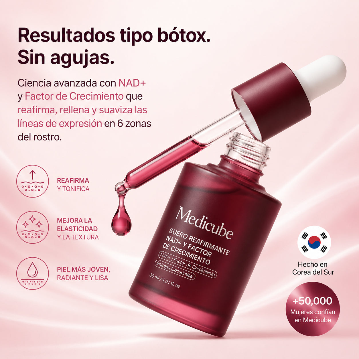 Suero Coreano Reafirmante con NAD+ — Antiarrugas Avanzado