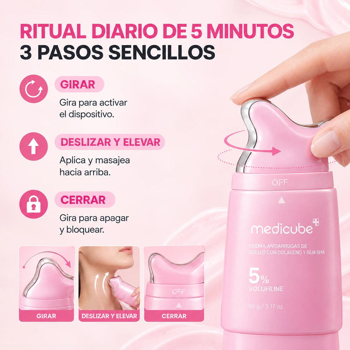 Crema Antiedad Cuello y Mandíbula con Aplicador Gua Sha