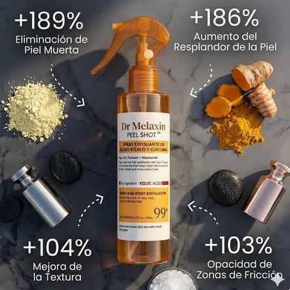 Spray exfoliante corporal - Ácido kójico + cúrcuma